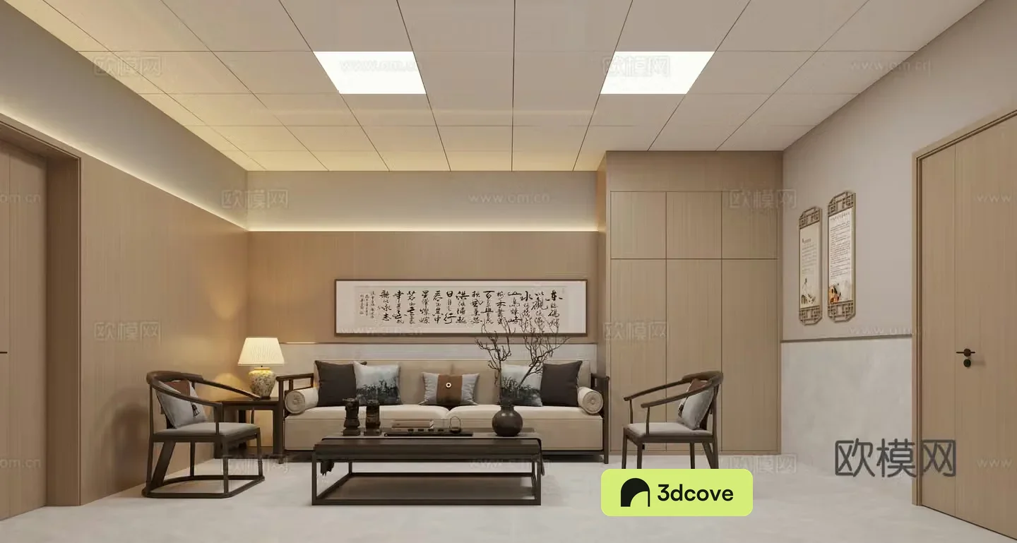 3D model of VIP ward reception area of â€‹â€‹traditional Chinese medicine hospital