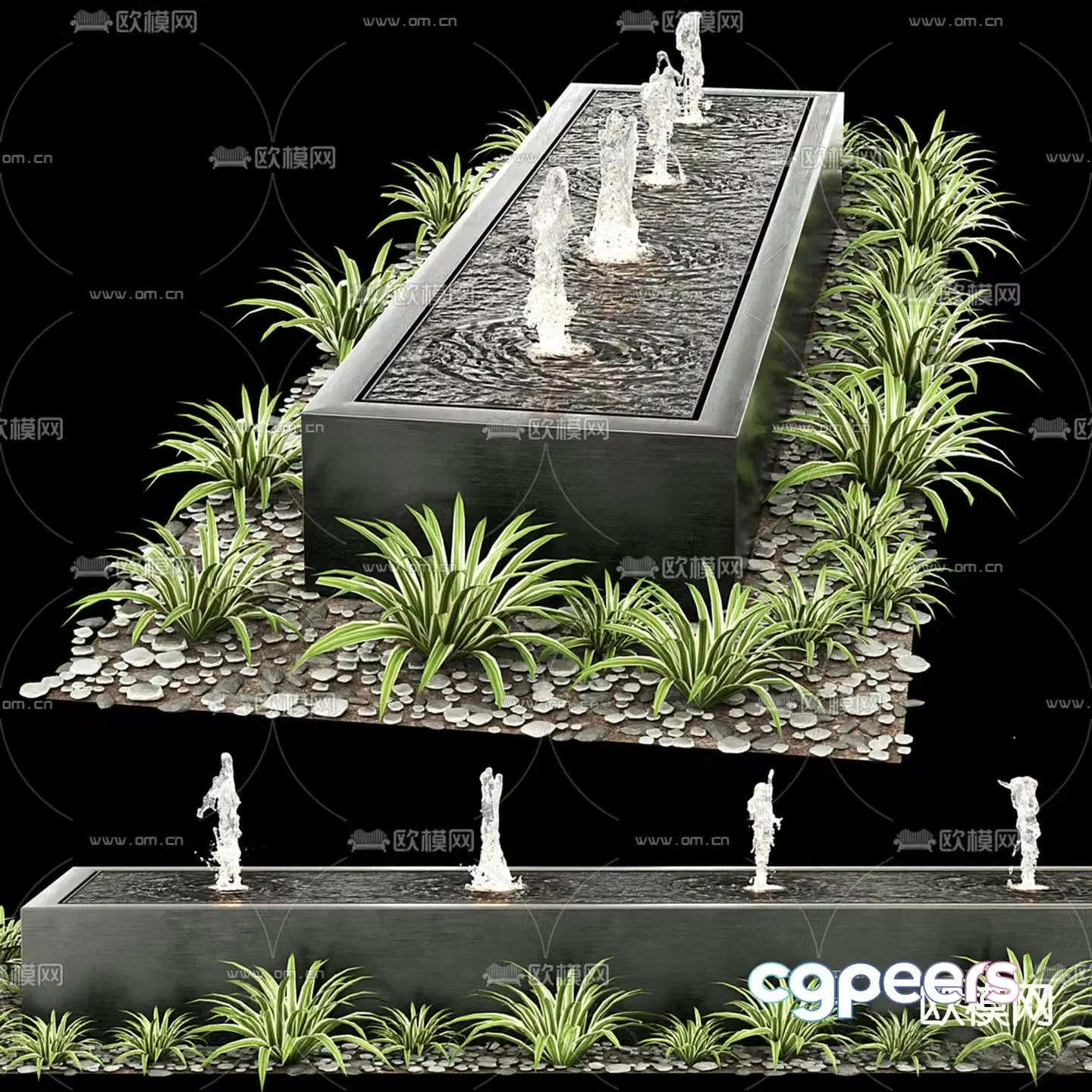 Outdoor fountain landscape columnar fountain landscape 3d model