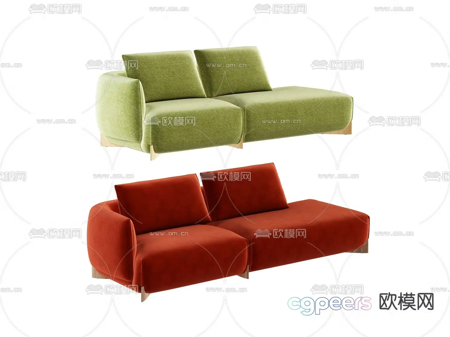 3d model of double sofa