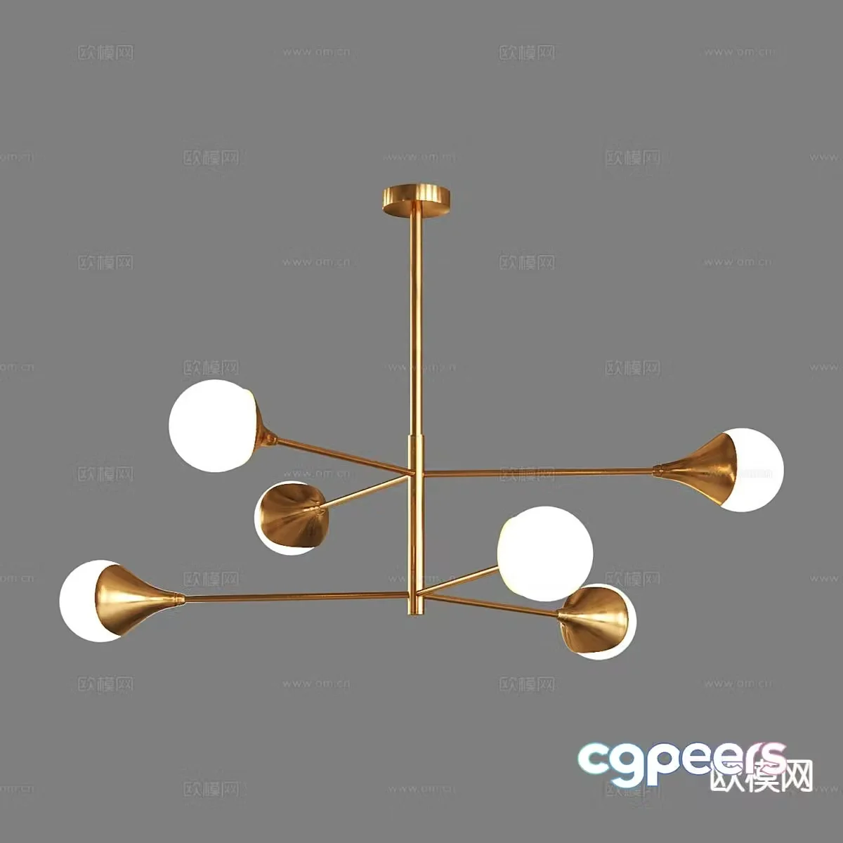 Light luxury multi-head chandelier 3D model