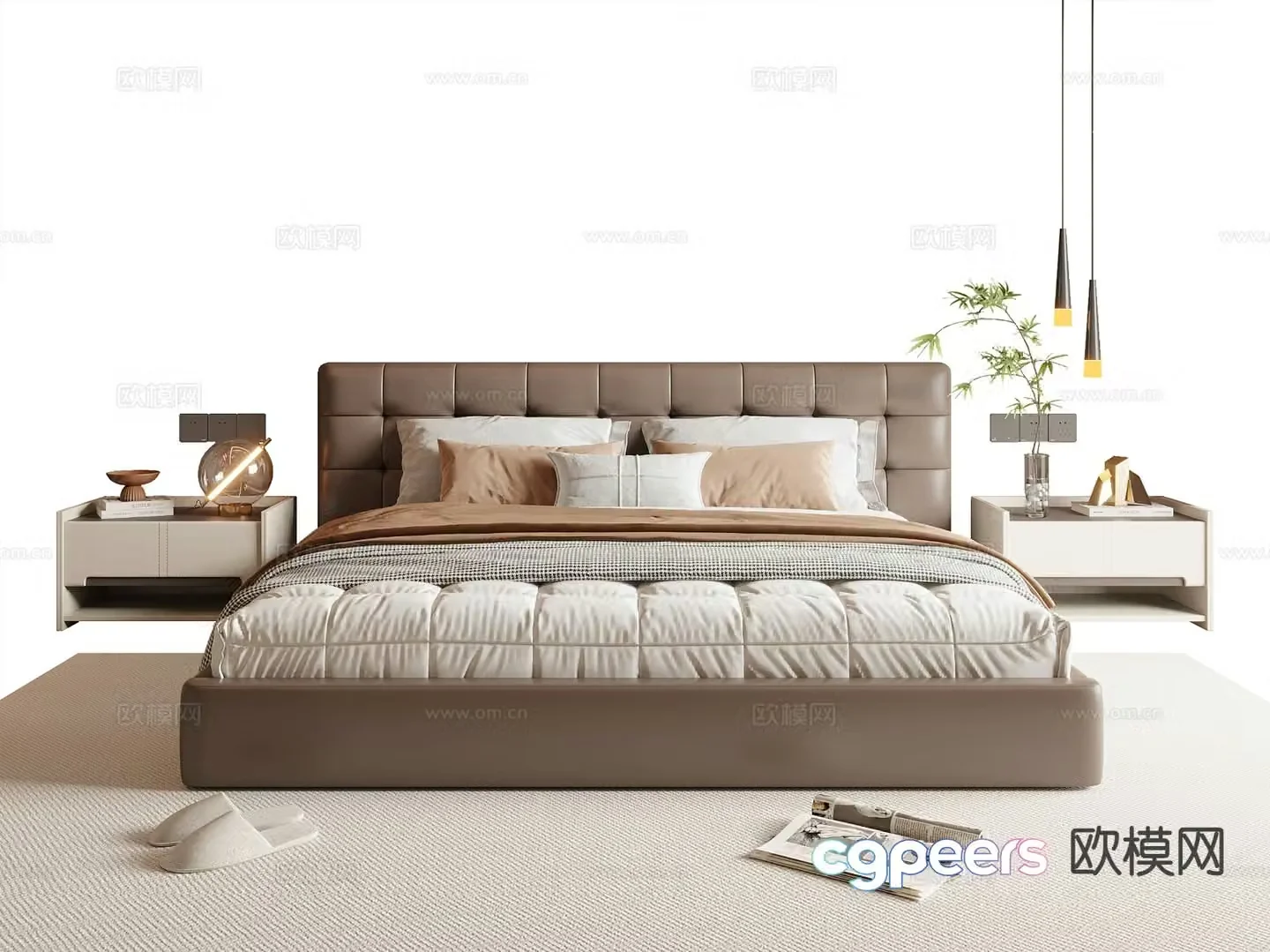 Italian double bed 3d model