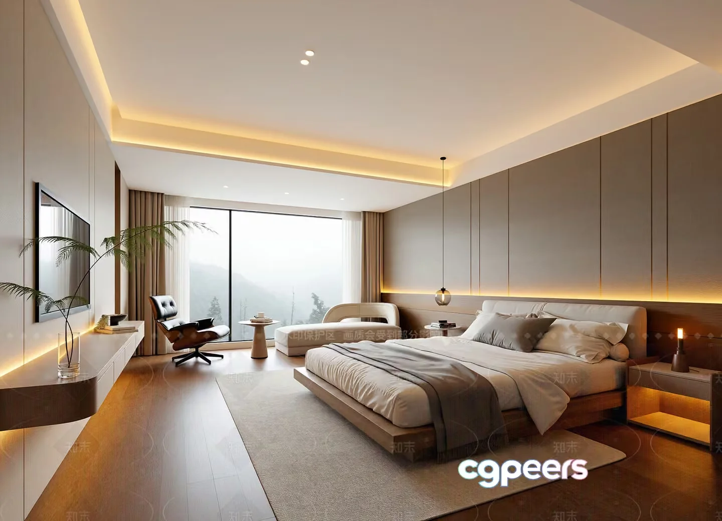 Modern Minimalist Bedroom 3D Model – 22193 – VRAY Render