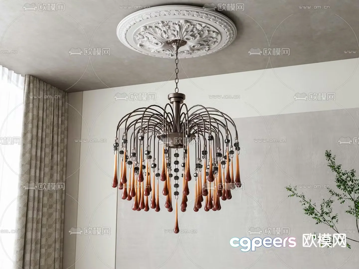 French chandeliers Water Drop Chandeliers 3D Model
