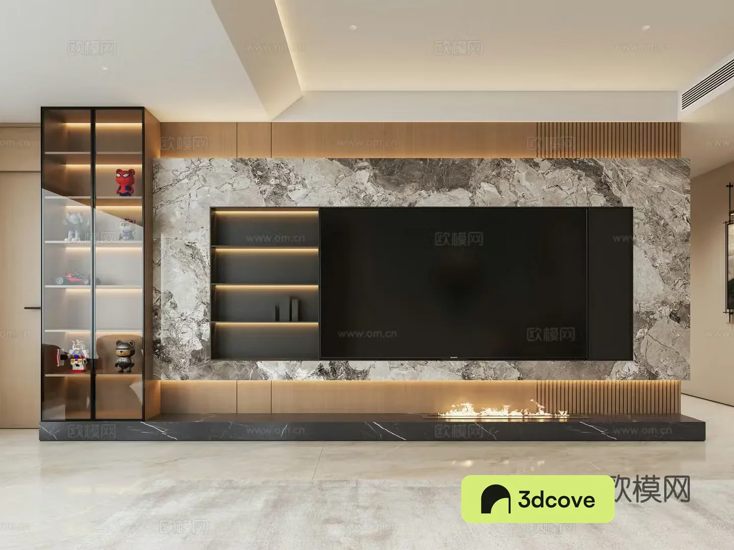 Italian light luxury living room TV background wall