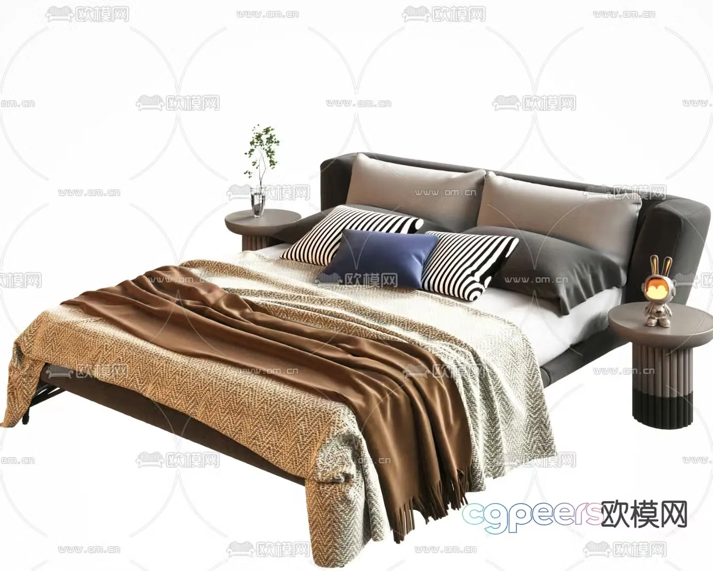 Modern double bed 3d model