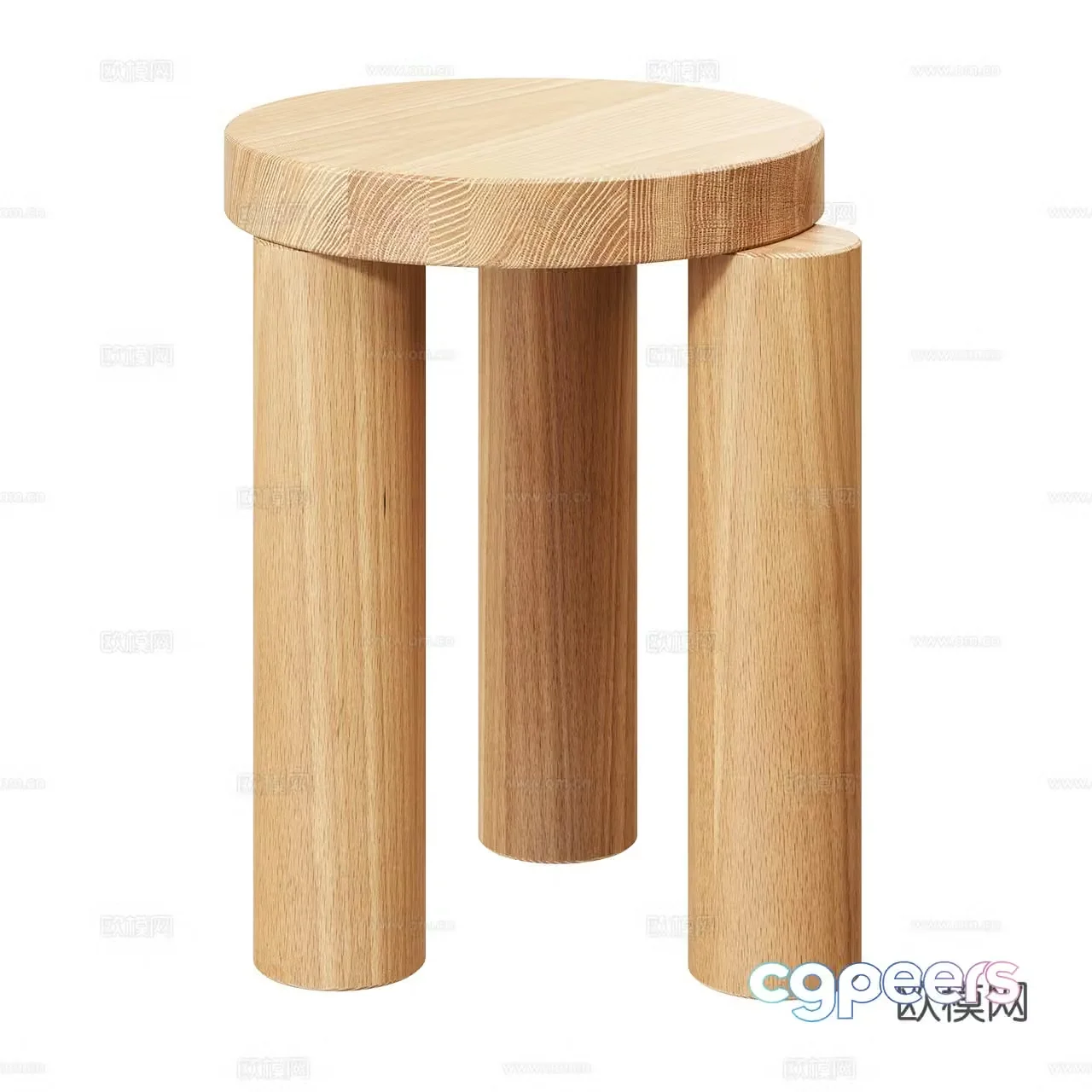 Resident Nordic stool minimalist stool log stool wooden stool round stool 3d model