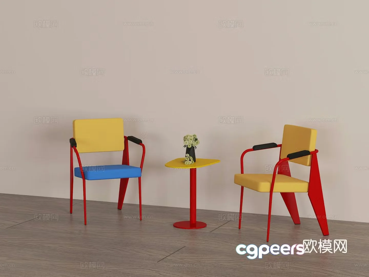 Modern minimalist leisure chair combination 3D model