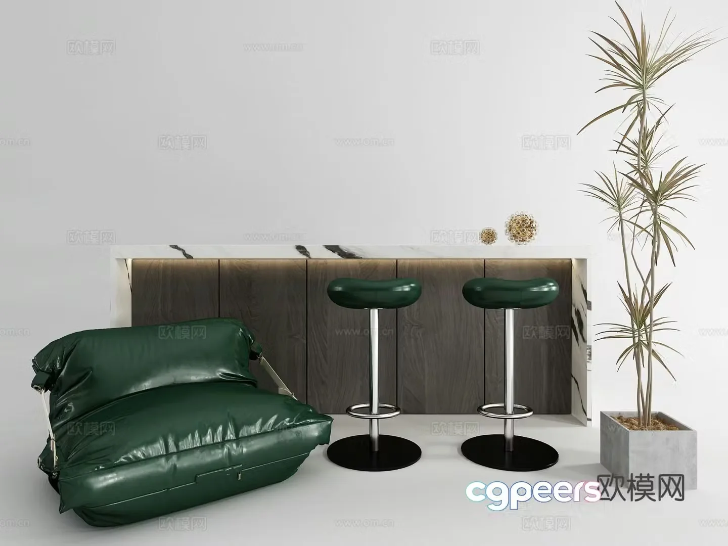 Modern bar stool 3d model