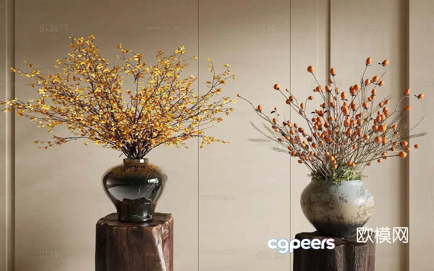 New Chinese style flower art Chinese style flower arrangement flower art ornaments flower art flower art vase 3D model