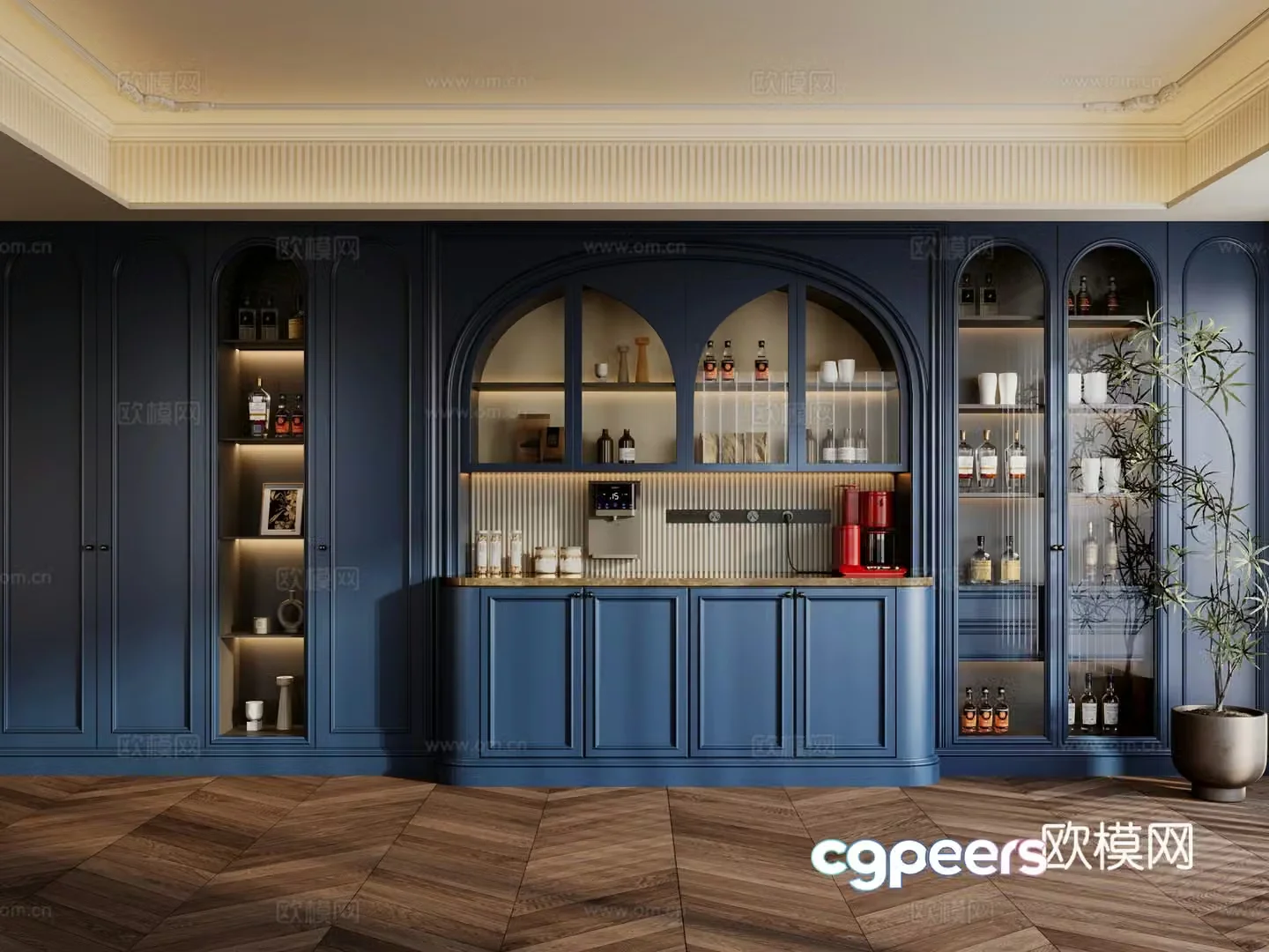 French wine cabinet sideboard 3d model