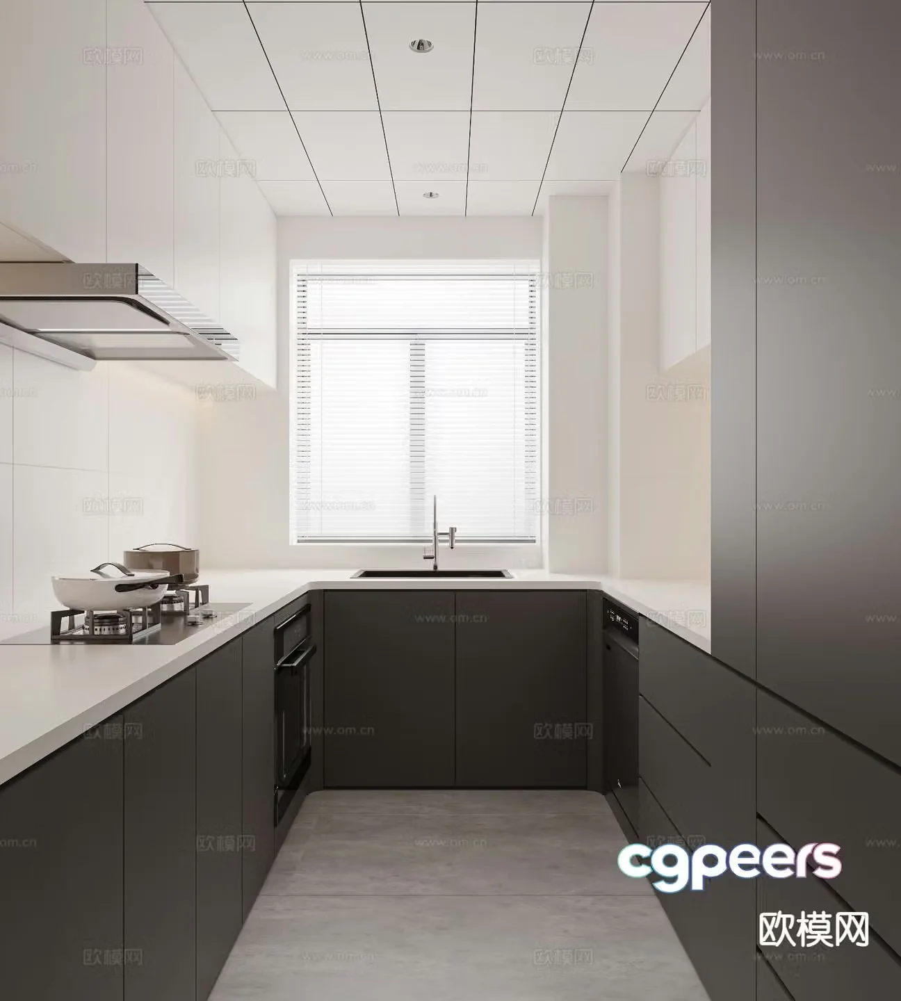 modern kitchen cabinet 3d model