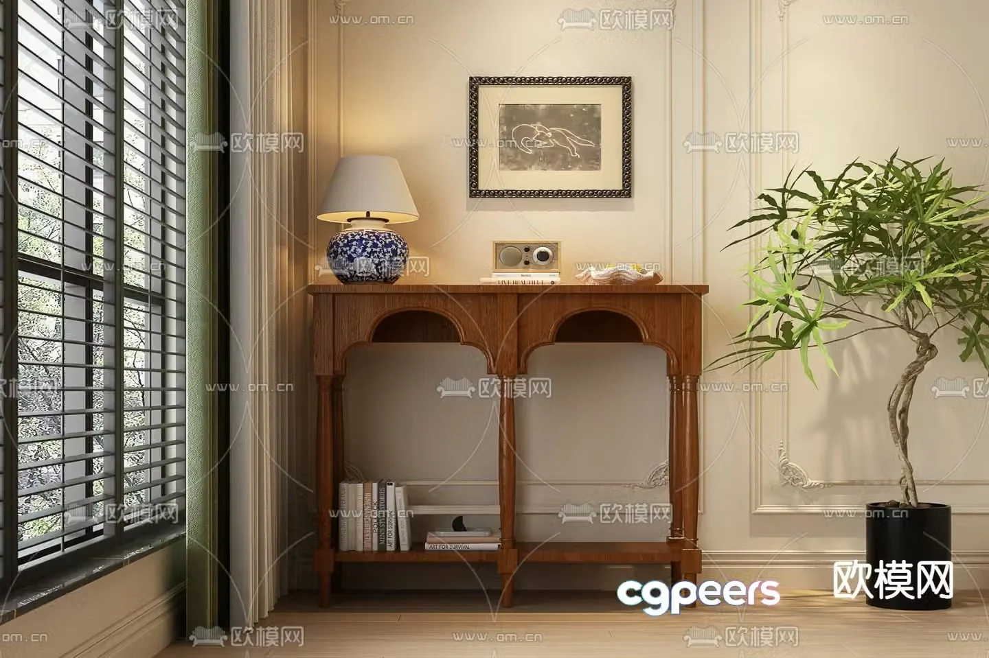 French entryway cabinet side cabinet 3d model