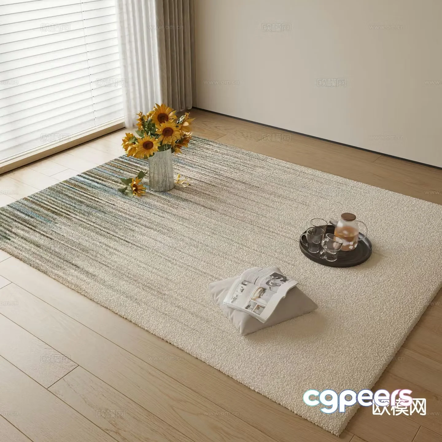 striped carpet square carpet 3d model