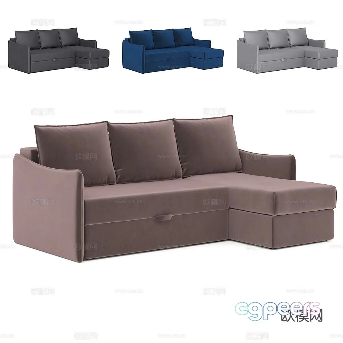 Double sofa upholstered sofa 3d model