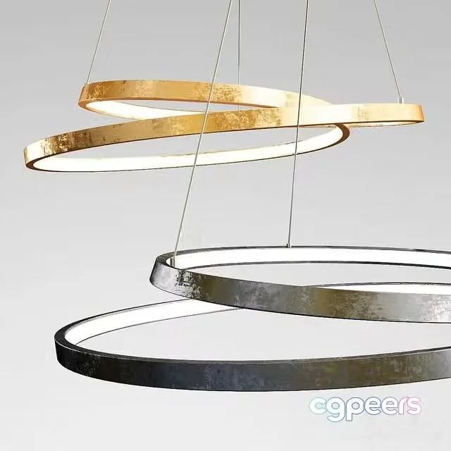 3ds Max Free – Ring Pendant Light – Gold and Black