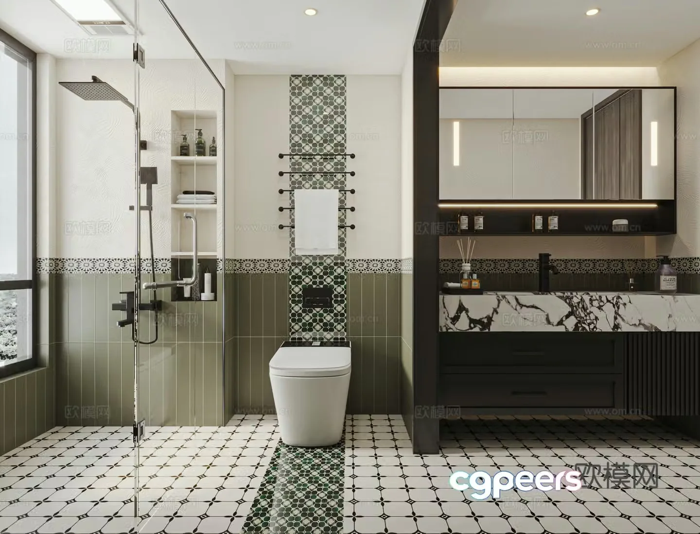 French retro bathroom 3d model