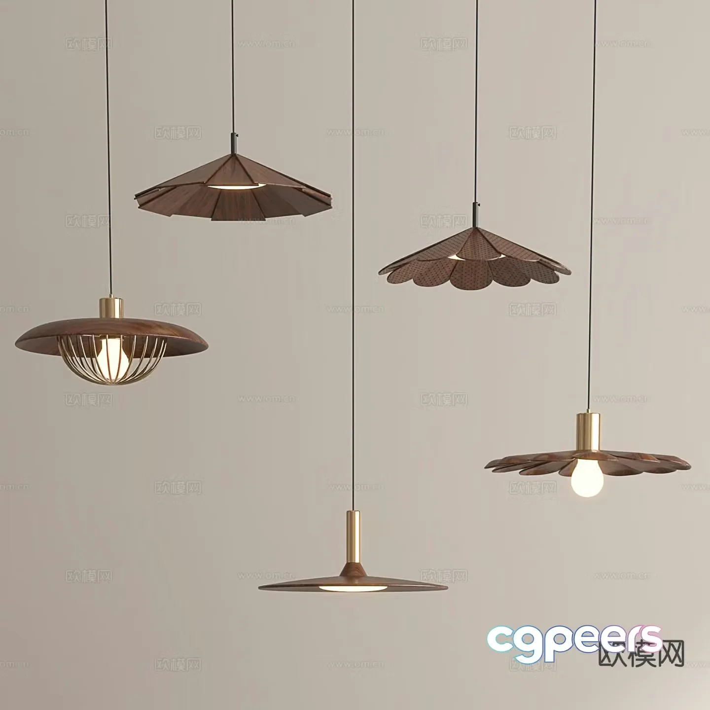 Wabi-sabi style chandelier 3d model