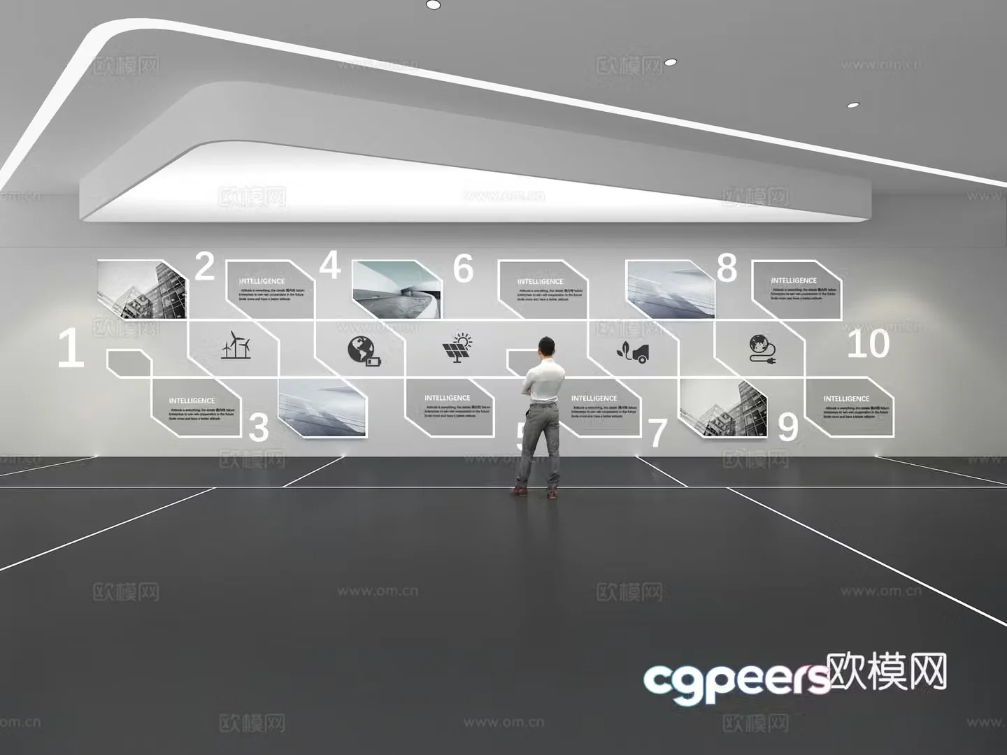 Cultural wall Corporate culture wall Display wall Theme wall Exhibition hall Campus culture Corridor 3D model