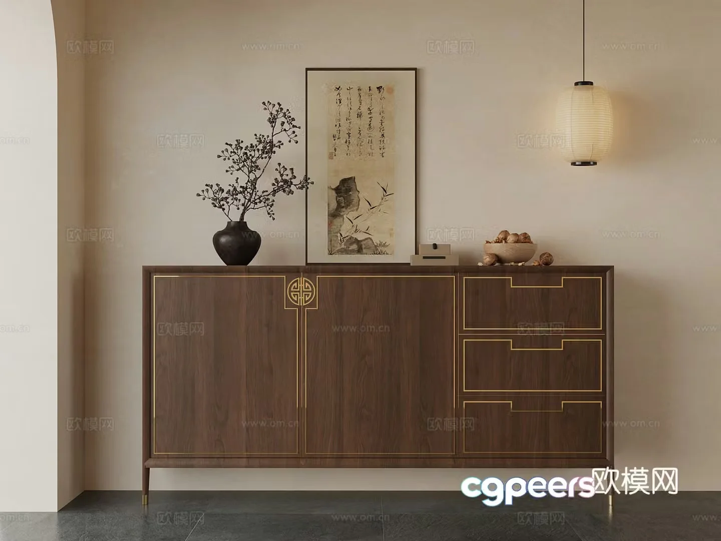 Porch Cabinet New Chinese style porch Cabinet 3D model