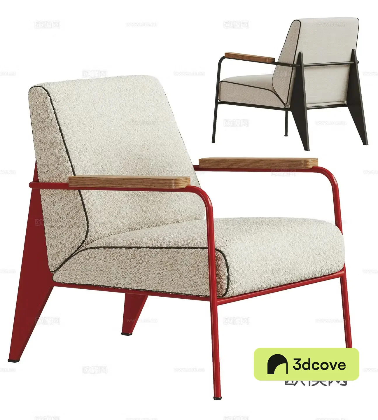 Medium style leisure chair combination 3D model