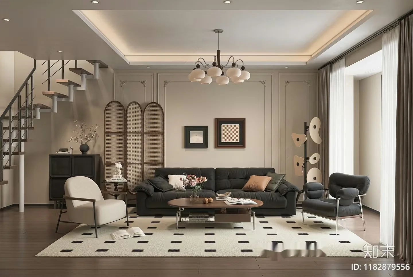 Modern Living Room 3D Model – 9836 – VRAY Render