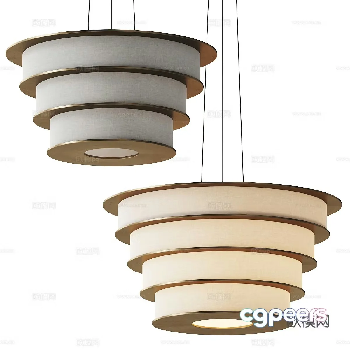New Chinese Light Luxury CPRN Homood Multi-layer Chandelier 3D Model