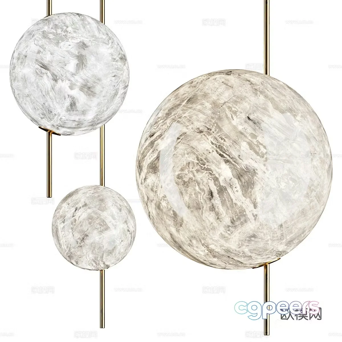 New Chinese style wall lamp moon lamp 3d model