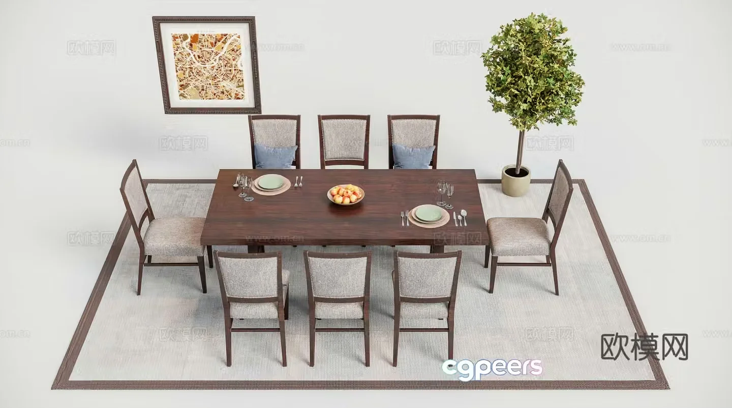 American solid wood dining table and chair model