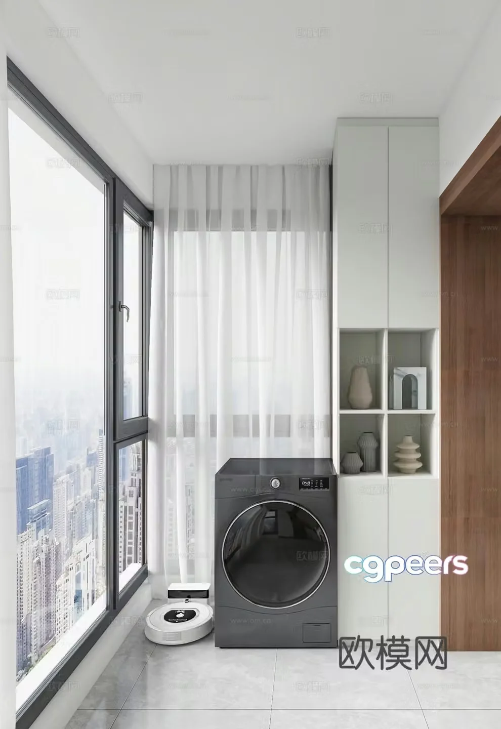 Modern washing machine cabinet balcony cabinet 3d model