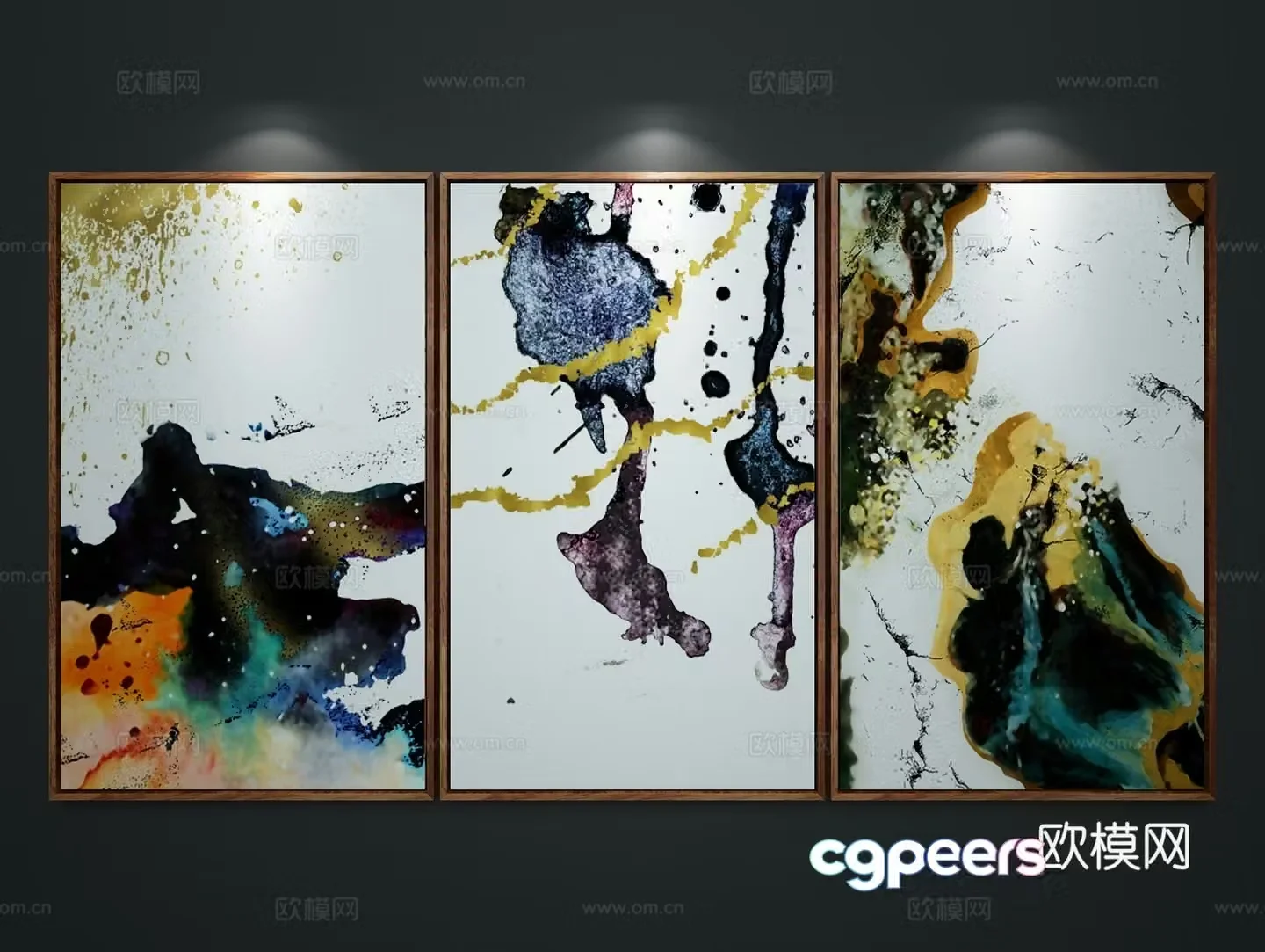 New Chinese style decorative painting ink painting hanging painting 3D model