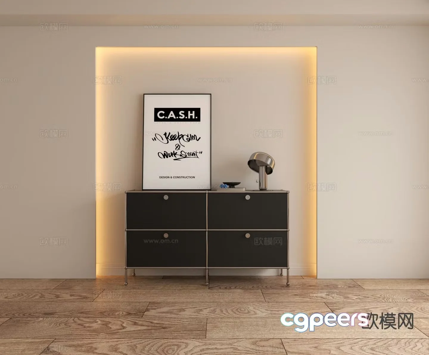 Modern black side cabinet entrance cabinet 3d model