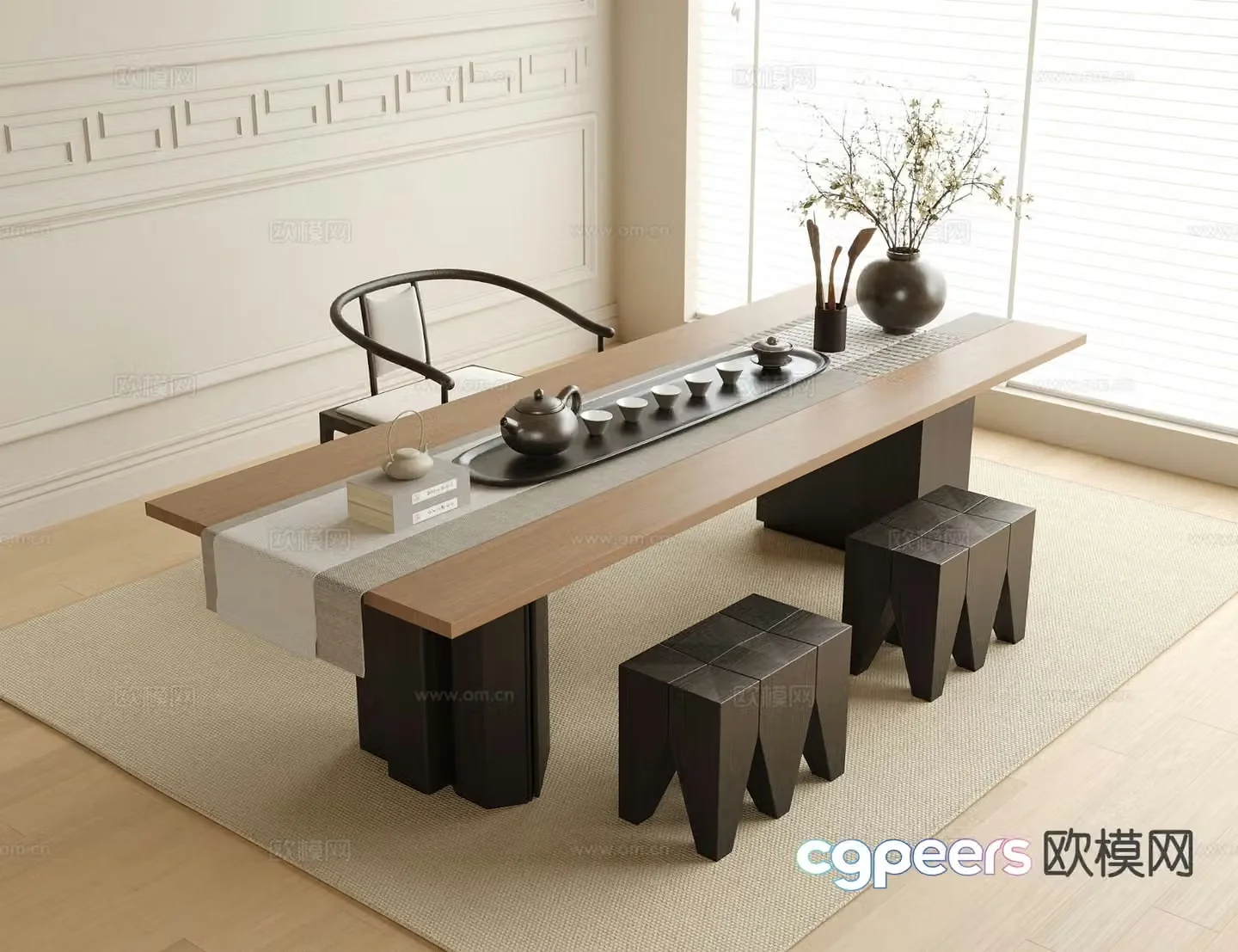 New Chinese style tea table tea table 3d model