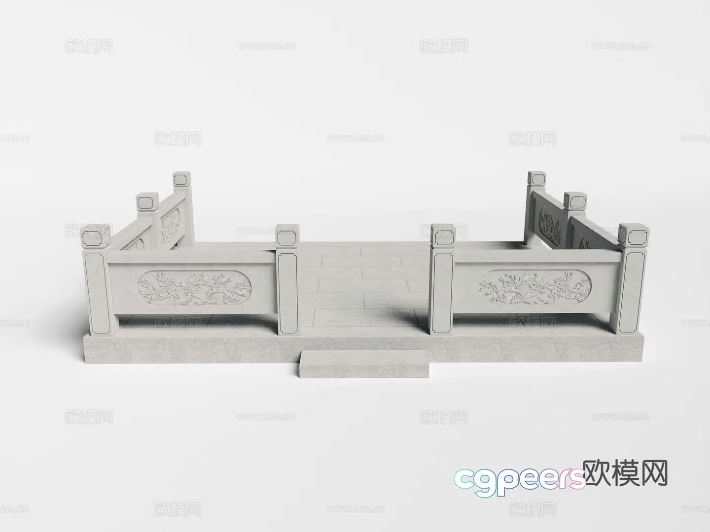 New Chinese bluestone railing 3D model