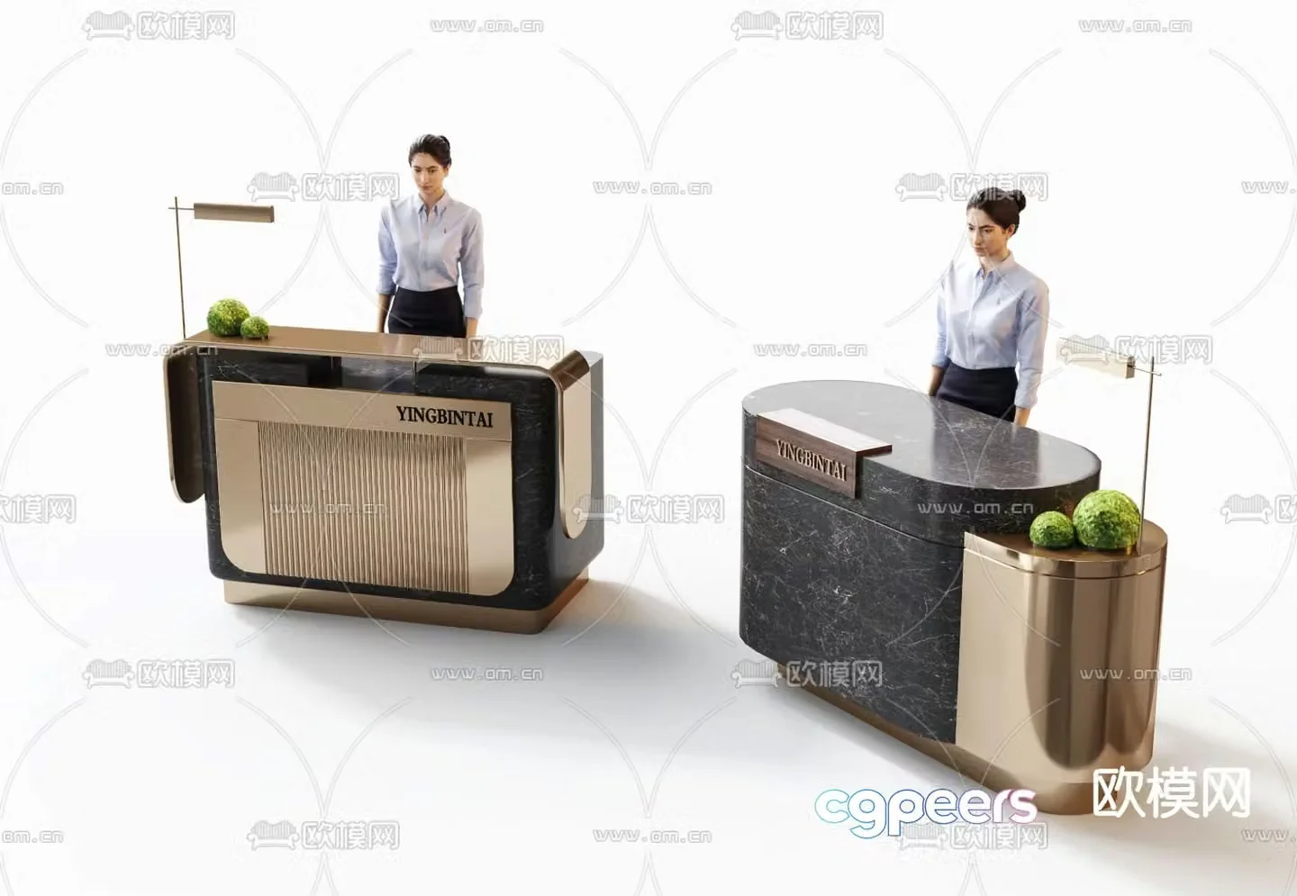 Modern reception desk service desk front desk information desk 3d model