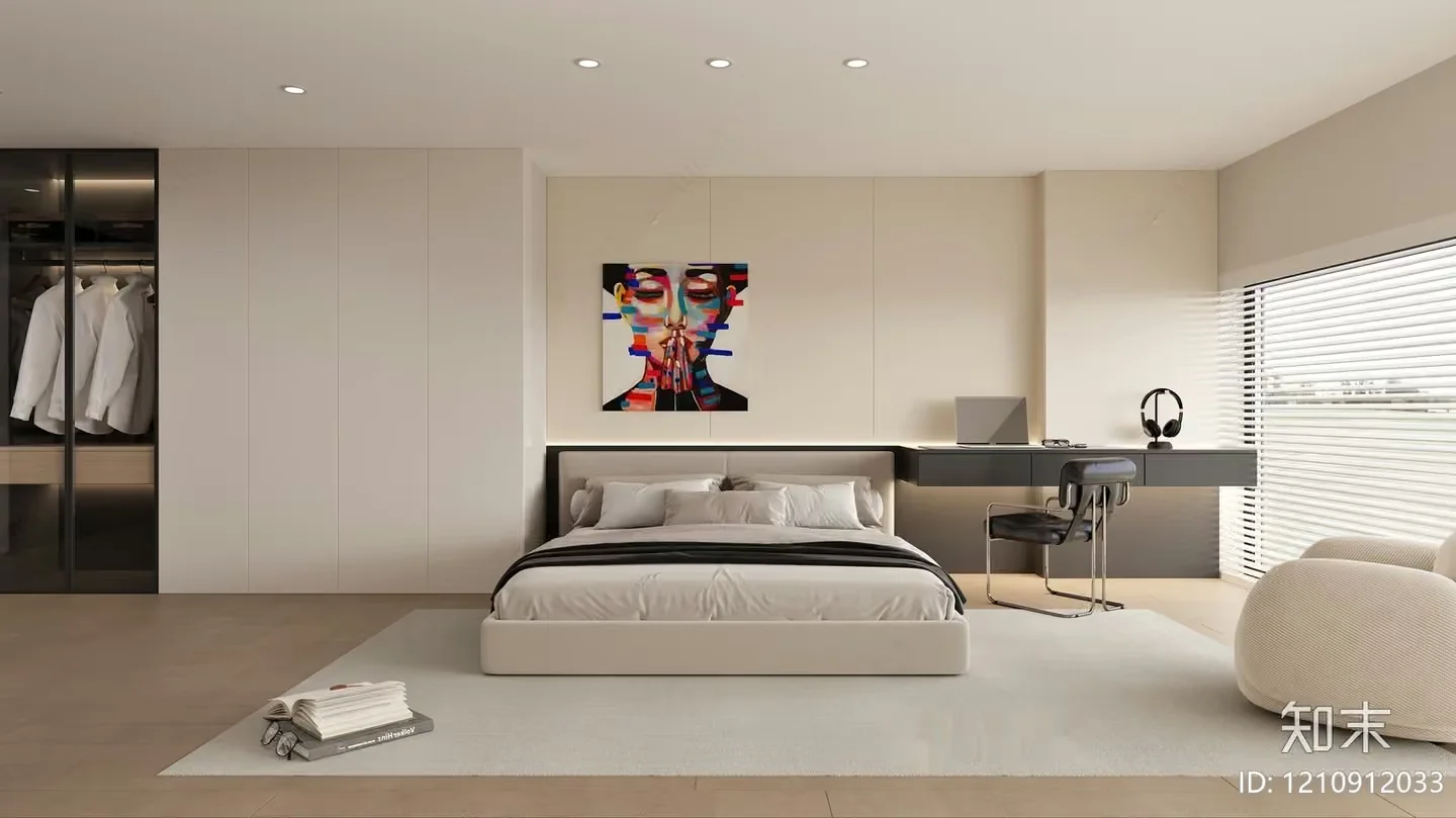 Modern Master Bedroom 3D Model – 6565 – VRAY Render