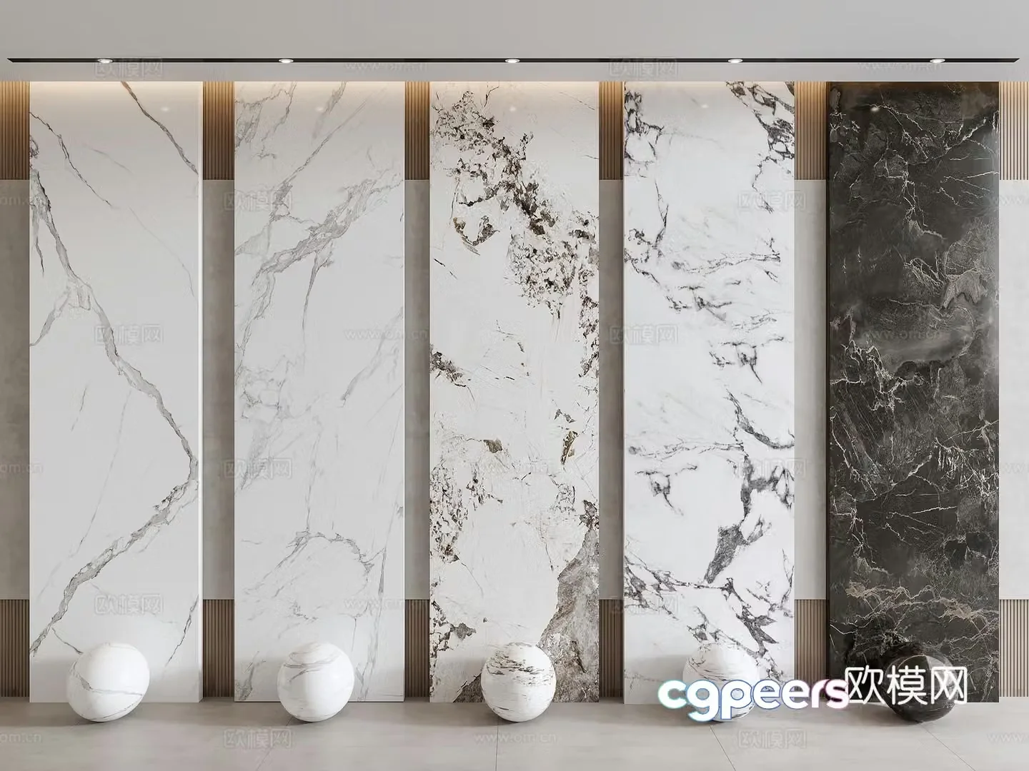 Modern marble wainscoting wall panel Bulgari jazz white fish belly white Pandora 3d model