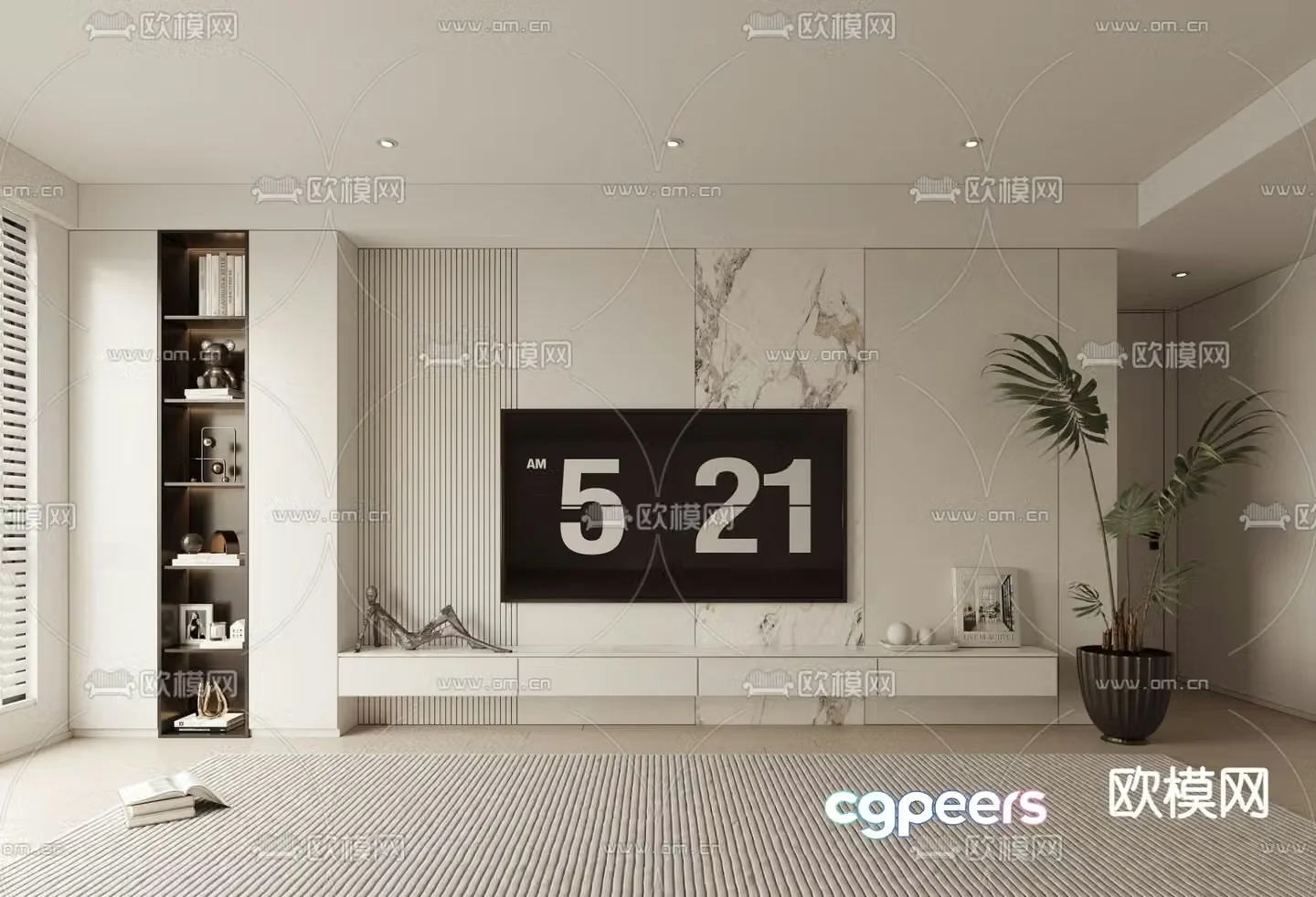 3d model of TV background wall