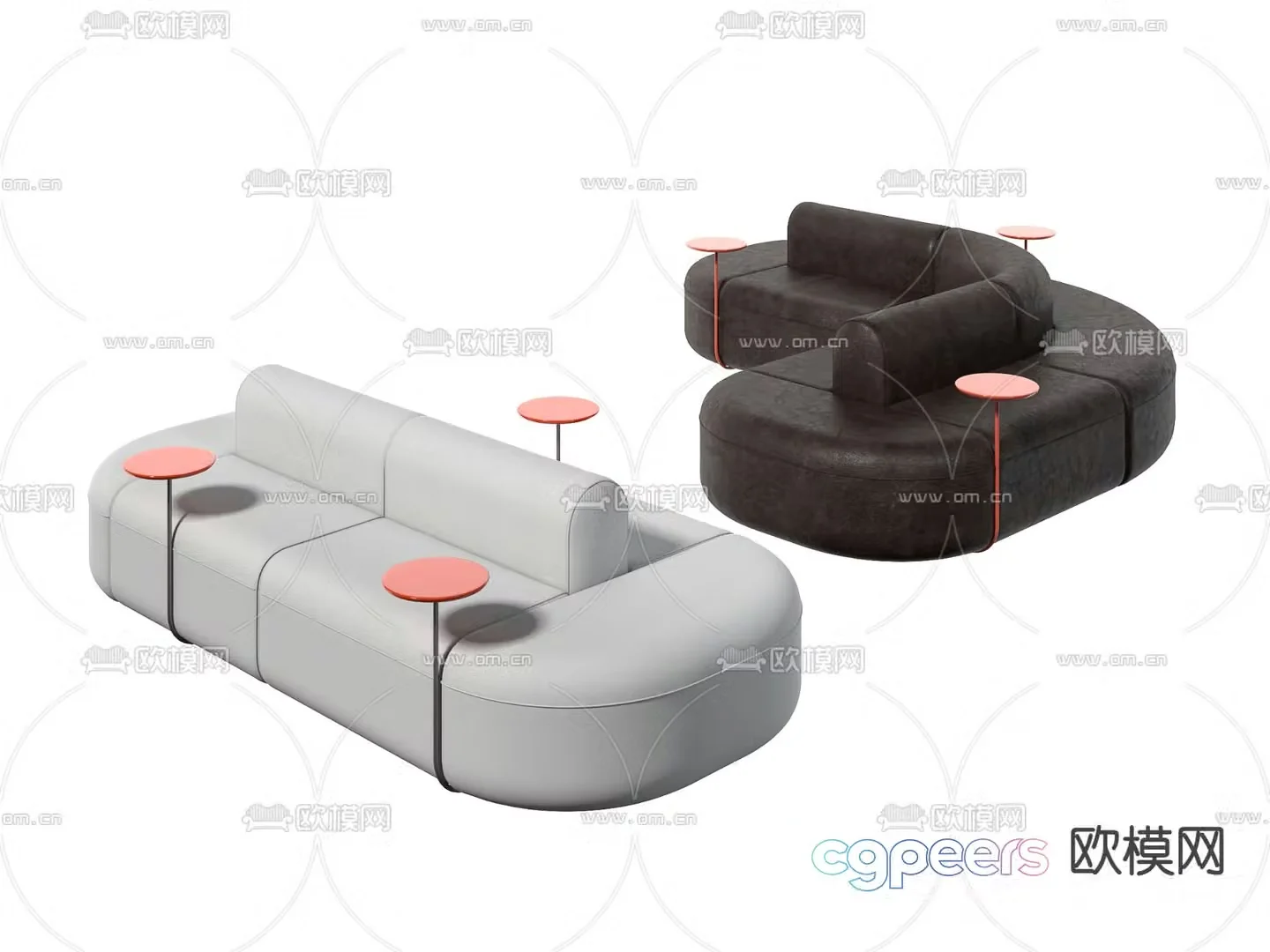 Lobby sofa double-back office sofa public sofa 3D model