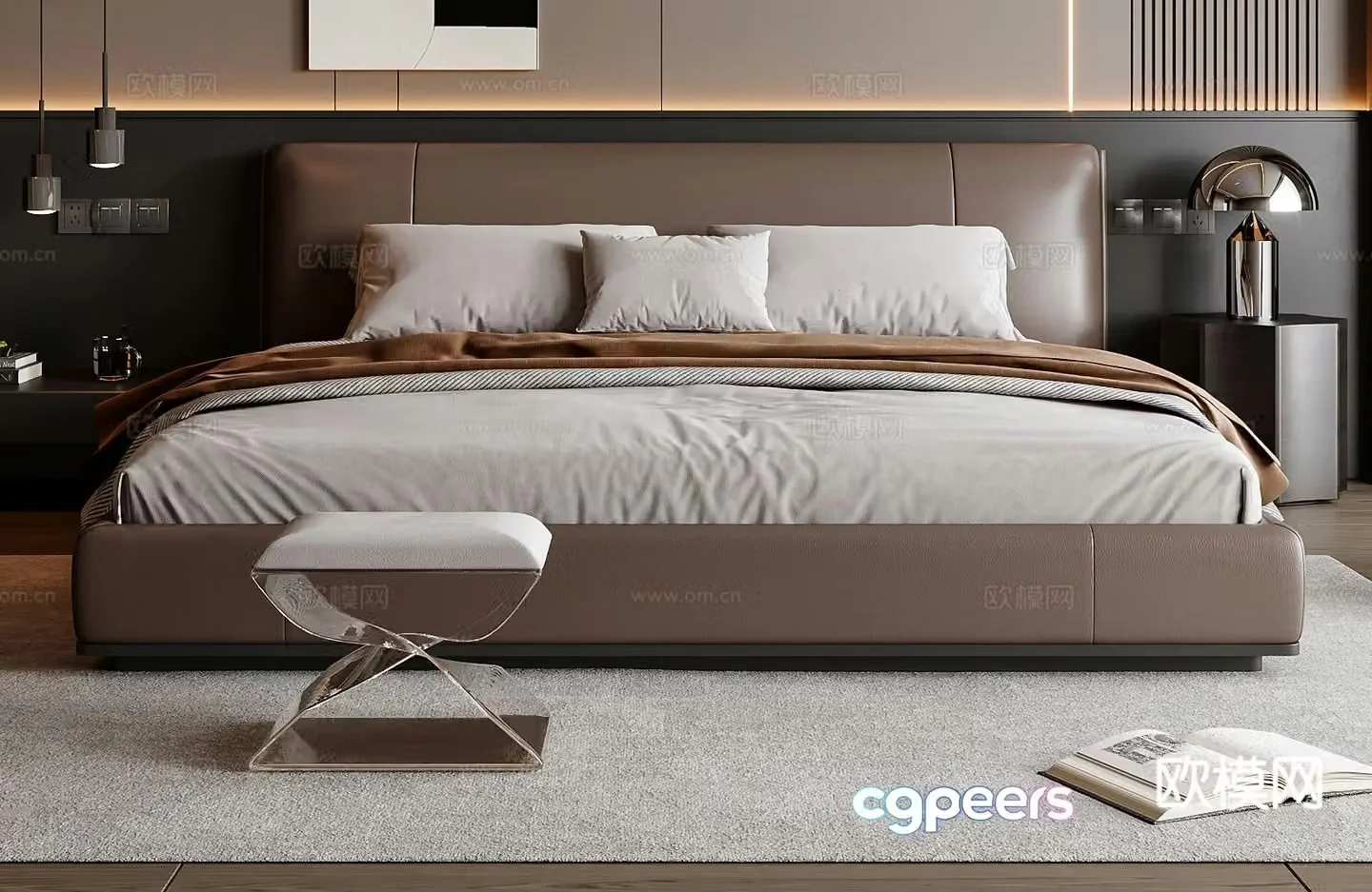 Italian double bed 3d model