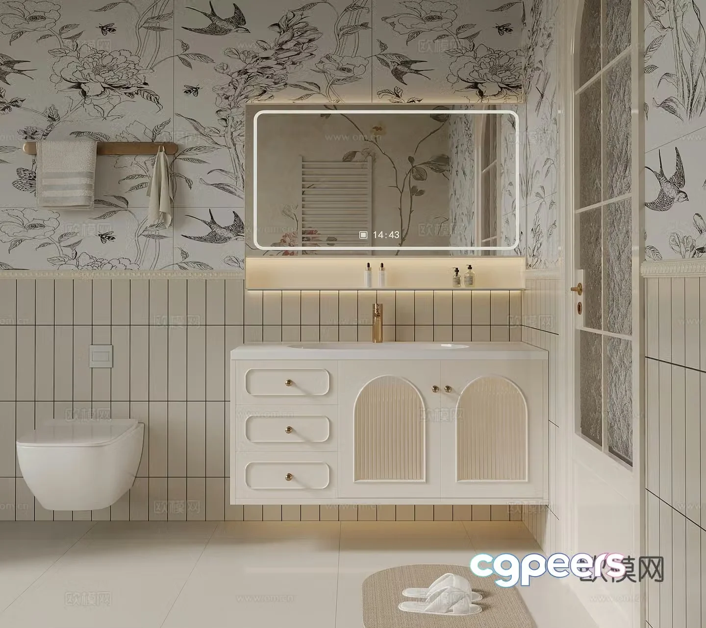 10 bathroom French bathroom bathroom cabinet toilet 3d model