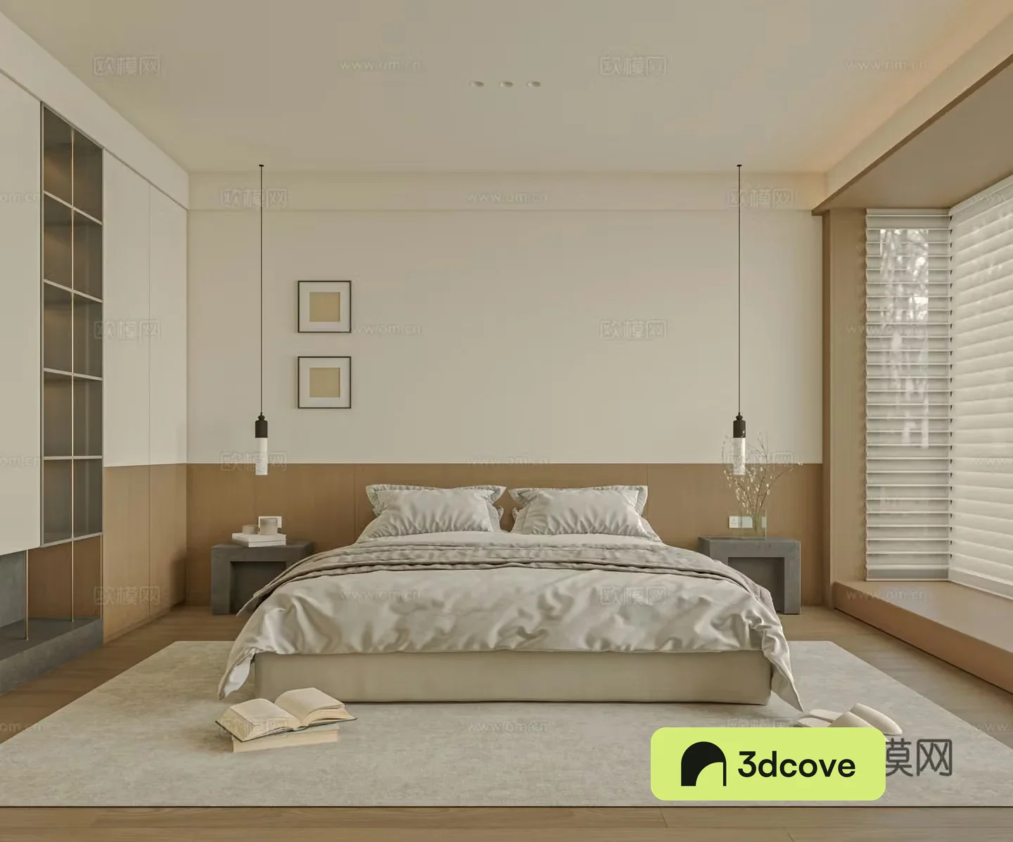 Modern bedroom bed nightstand jewelry