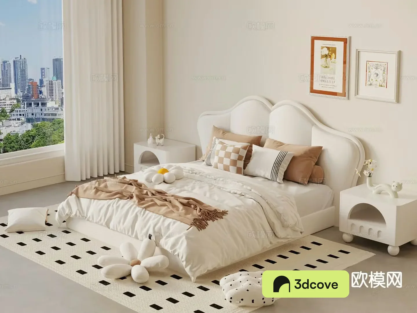 Cream style double bed