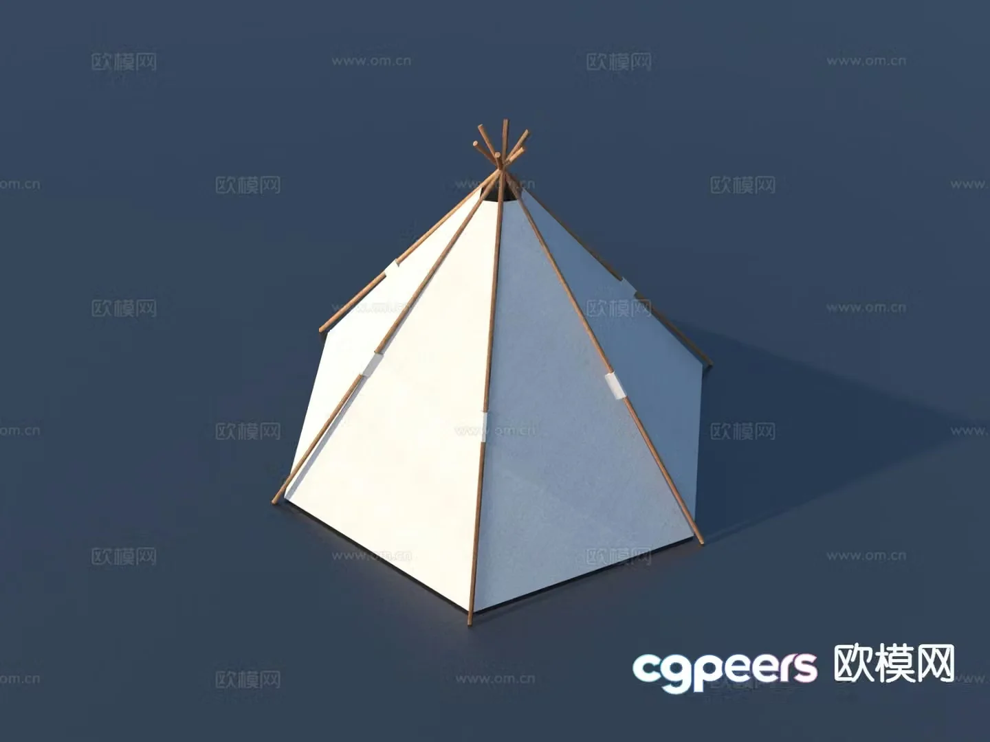 wooden tent camping tent 3d model