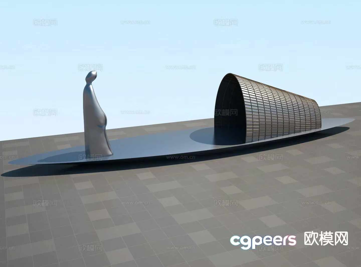 Modern awning boat sculpture 3d model
