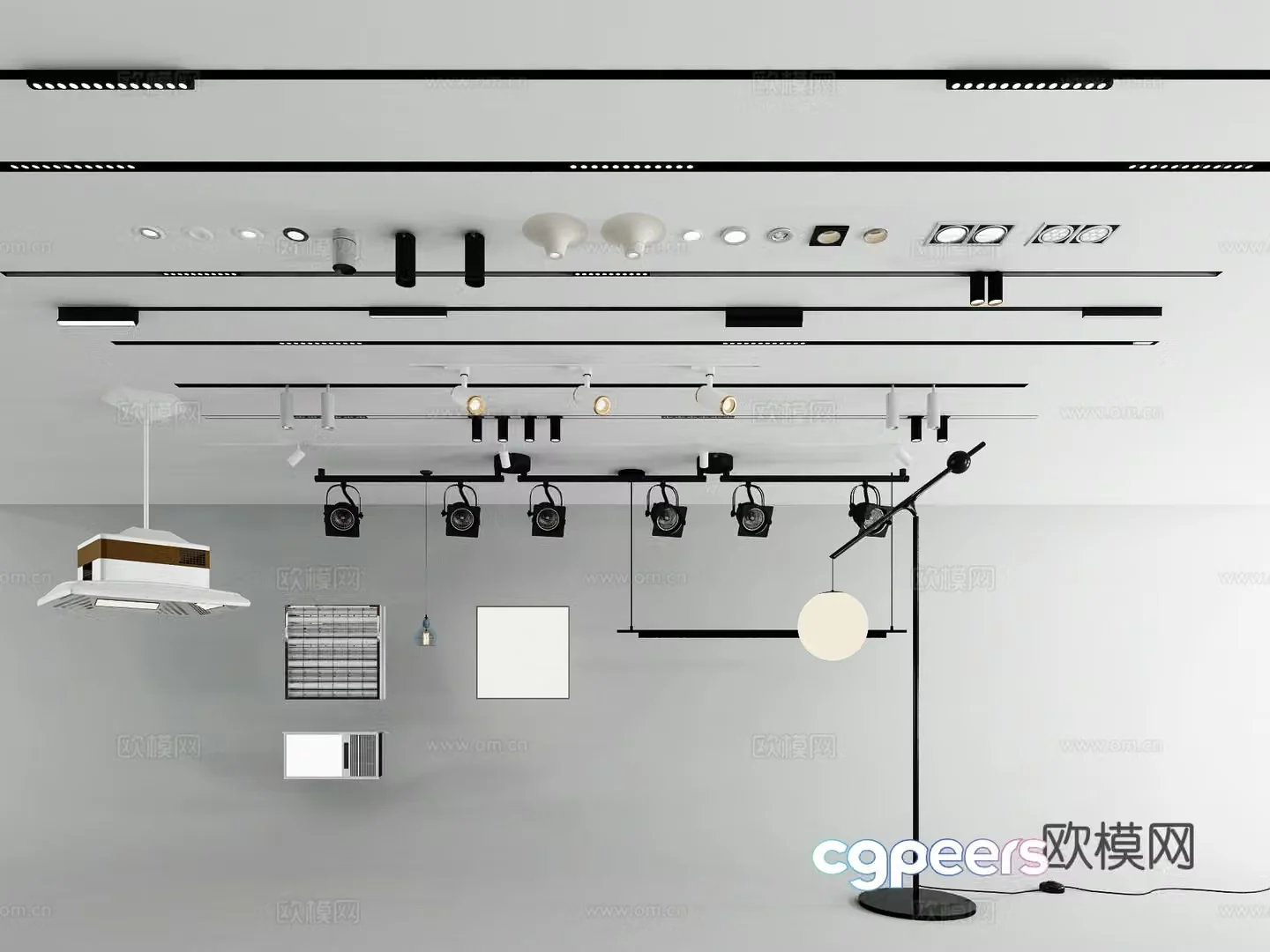 Modern downlight spotlight track light 3d model