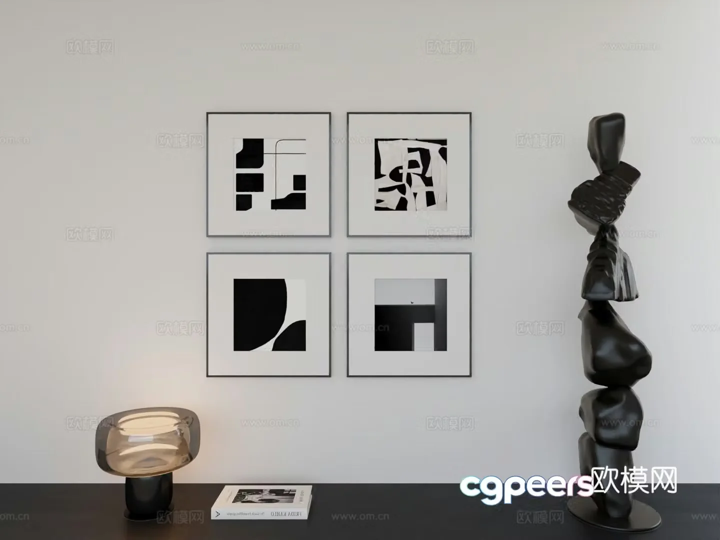 Modern minimalist hanging painting minimalist array hanging painting 3D model