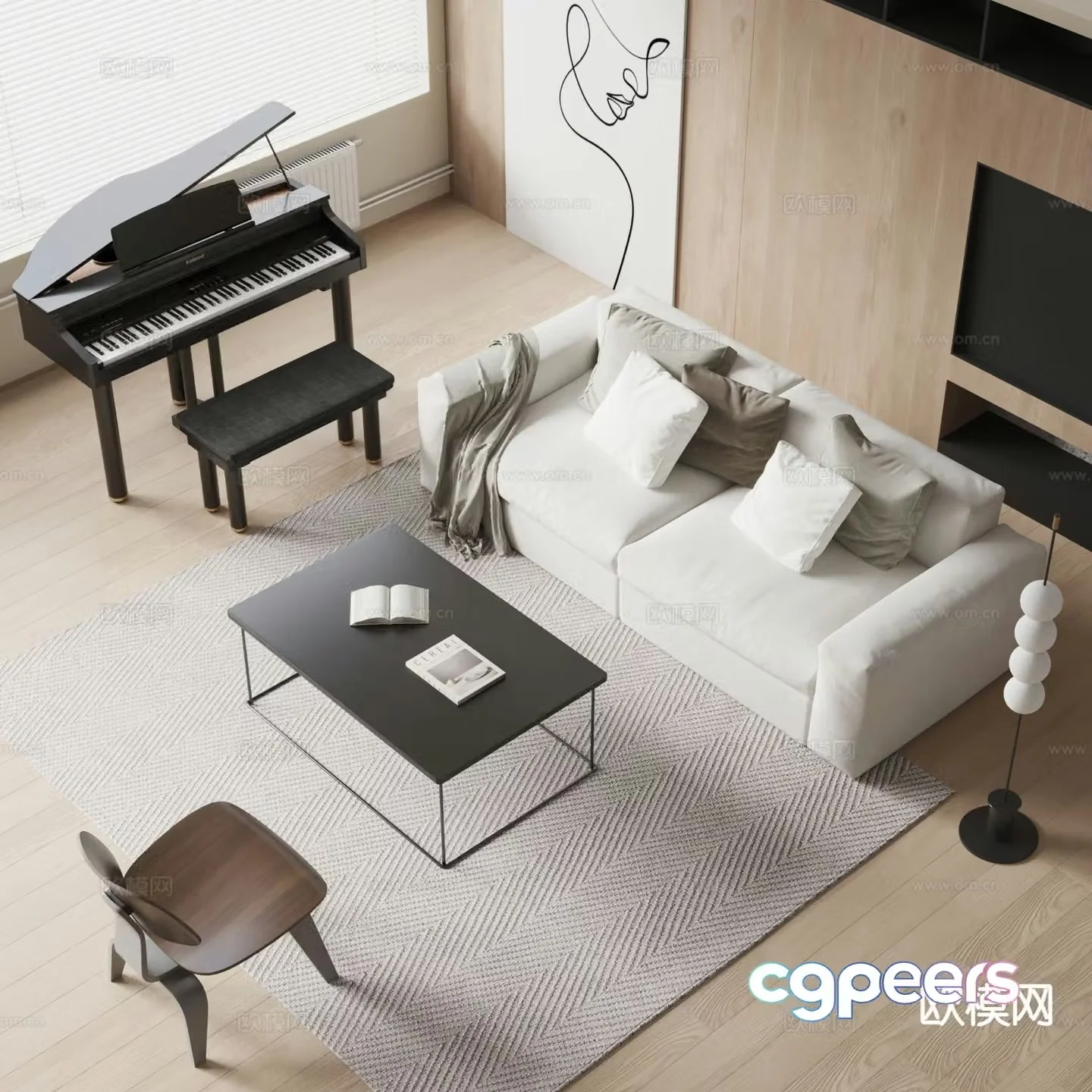 Modern modular sofa piano 3d model