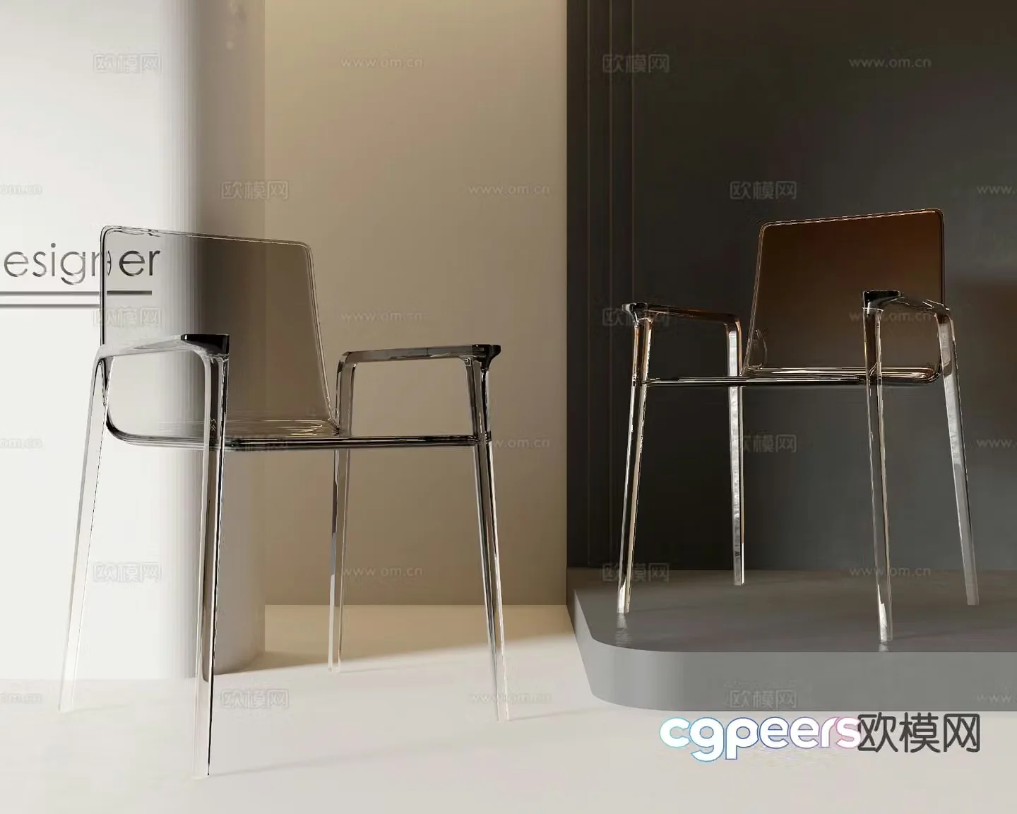 Acrylic chair single chair dining chair 3d model