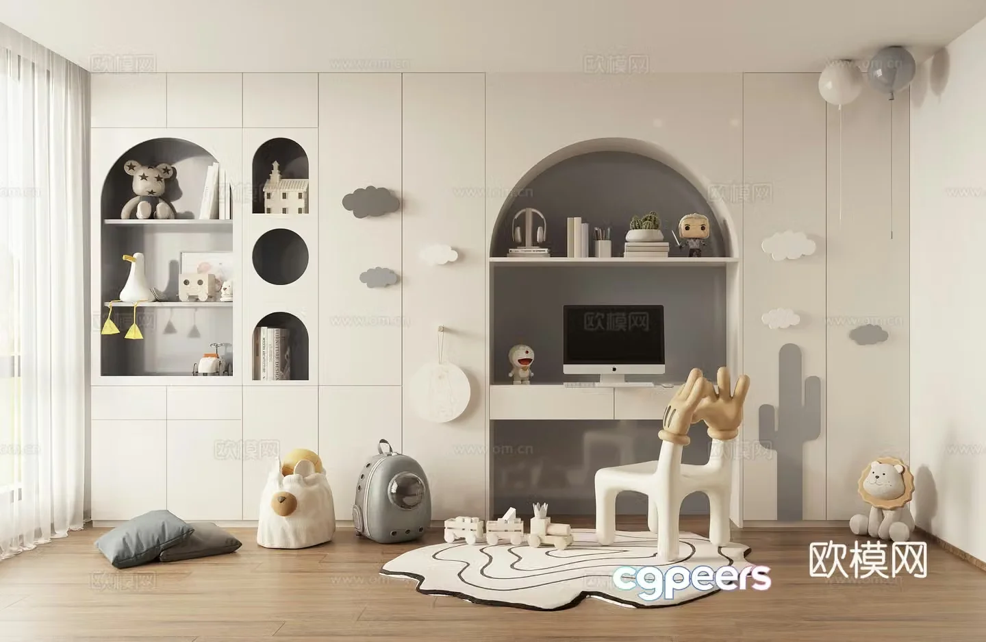 Children’s study bookcase 3d model