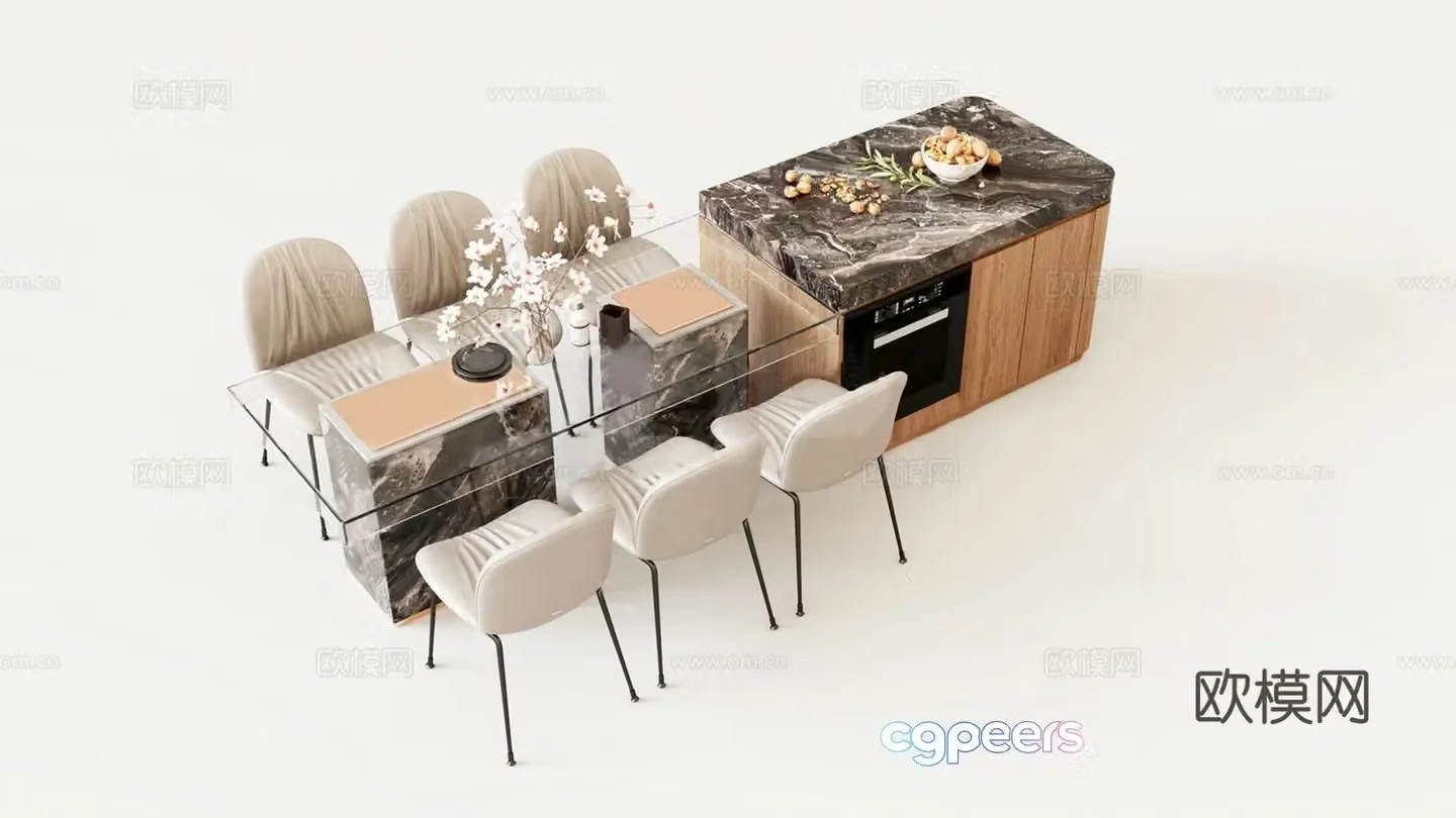 Modern minimalist marble island 3D model